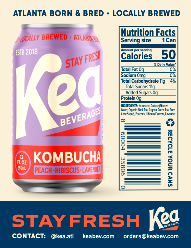 Peach, Hibiscus, Lavender Kombucha - 12 Pack