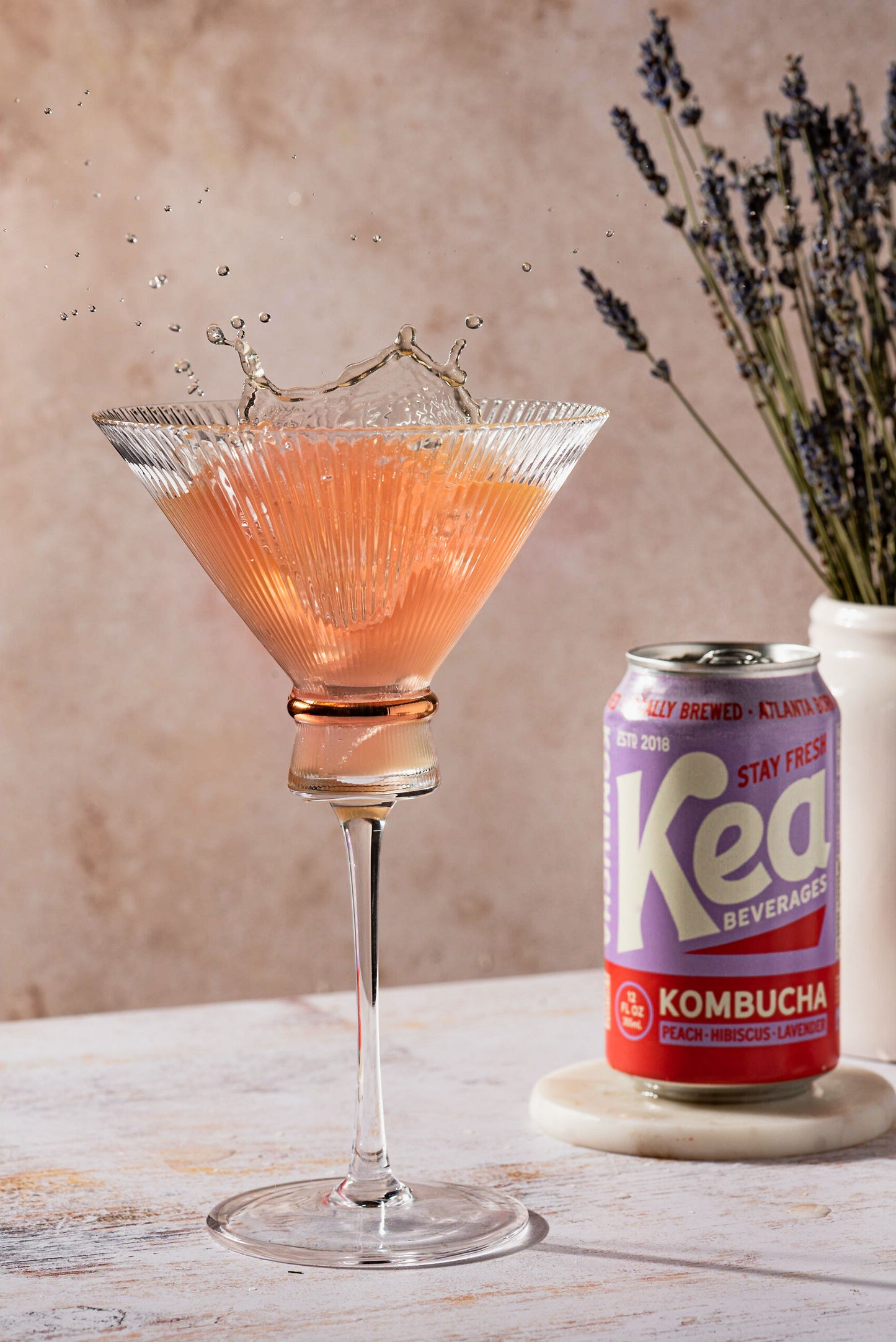 Peach, Hibiscus, Lavender Kombucha - 12 Pack